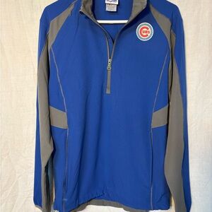 Chicago Cubs Majestic Half Zip Pullover Jacket Blue MLB Athletic Outerwear